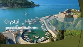  Presentation with marina - Presentation having fortification of stari grad background and a teal colored foreground