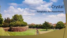  Presentation with cityscape - Slide deck with fortify - lucca cityscape with fortified city background and a  colored foreground