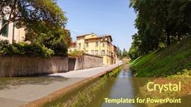  Presentation with wall street - Beautiful PPT theme featuring fortify - lucca old town cityscape backdrop and a tawny brown colored foreground