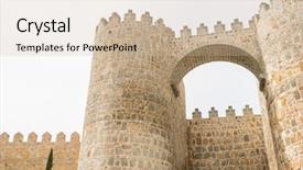  Presentation with augmented reality on walls - Slide set consisting of fortify - walls of the city background and a soft green colored foreground