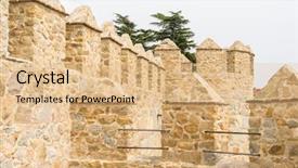  Presentation with city - Beautiful theme featuring fortify - walls of the city backdrop and a coral colored foreground