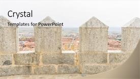  Presentation with city - Slide deck featuring fortify - walls of the city background and a white colored foreground