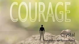  Presentation with courage - Cool new presentation theme with text on nature background concept backdrop and a coral colored foreground