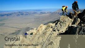 Presentation with rocky - Colorful PPT layouts enhanced with several people climbing along rocky ridge on a trail backdrop and a mint green colored foreground
