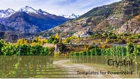  Presentation with vineyards - Presentation theme featuring fortress - castles and wineyards of valle background and a gold colored foreground