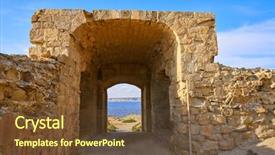  Presentation with island - Slide deck having fortress arch door in nova background and a  colored foreground