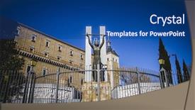  Presentation with civil war - Presentation featuring fortress destroyed during the spanish background and a ocean colored foreground