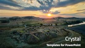 Presentation with aerial - Colorful presentation theme enhanced with fortress in dobrogea region romania backdrop and a dark gray colored foreground