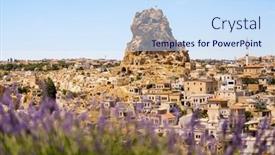  Presentation with city - Slide deck consisting of fortress-in-the-city background and a sky blue colored foreground