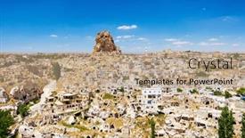  Presentation with city - Presentation having fortress-in-the-city background and a coral colored foreground