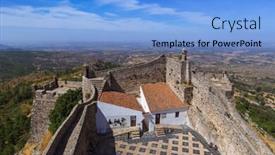  Presentation with village - Cool new slides with fortress-in-village-marvao-portugal backdrop and a light blue colored foreground