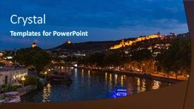  Presentation with night city - Colorful PPT theme enhanced with fortress-narikala-tbilisi-and-kuri backdrop and a ocean colored foreground