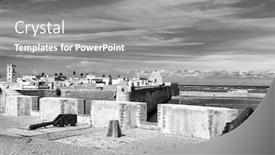  Presentation with africa - Audience pleasing slides consisting of fortress-of-el-jadida-morocco backdrop and a gray colored foreground