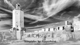  Presentation with morocco - Cool new PPT theme with fortress-of-el-jadida-morocco backdrop and a light gray colored foreground