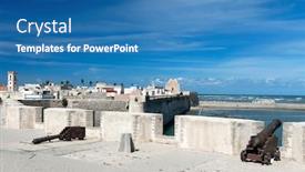  Presentation with africa - PPT theme with fortress-of-el-jadida-morocco background and a teal colored foreground