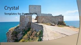  Presentation with medieval - Slide deck enhanced with cable - famous tramway in front background and a dark gray colored foreground.