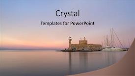  Presentation with ancient map of greece - Beautiful theme featuring fortress on the mandraki harbour backdrop and a light blue colored foreground