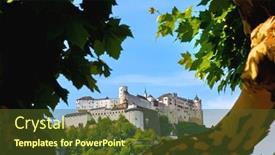  Presentation with salzburg - Colorful presentation theme enhanced with fortress-salzburg-festung-hohensalzburg backdrop and a tawny brown colored foreground