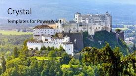  Presentation with salzburg - PPT layouts consisting of fortress salzburg in austria medieval background and a light blue colored foreground