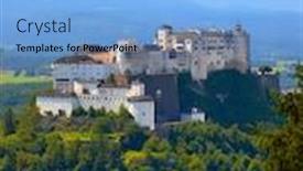  Presentation with salzburg - Amazing slide deck having fortress-salzburg-in-austria-medieval backdrop and a light blue colored foreground