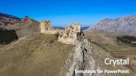  Presentation with drone - Slide set enhanced with fortress thoroczkay in transylvania romania background and a violet colored foreground