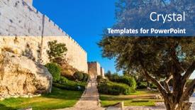  Presentation with pilgrim - Amazing presentation theme having fortress-wall-of-old-jerusalem backdrop and a teal colored foreground