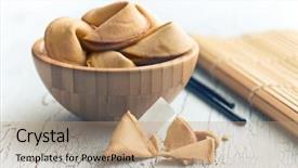 Presentation with fortune cookie - PPT layouts with fortune cookie on the cracked background and a coral colored foreground