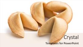  Presentation with fortune cookie - Cool new PPT layouts with fortune cookie on white background backdrop and a coral colored foreground
