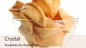  Presentation with cookies - Presentation design featuring fortune cookies in bowl isolated background and a yellow colored foreground