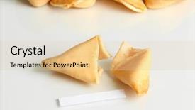  Presentation with fortune cookie game - PPT theme consisting of fortune cookies isolated on white background and a  colored foreground