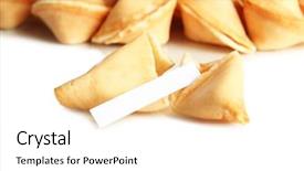  Presentation with fortune teller - Slide set having fortune cookies isolated on white background and a  colored foreground