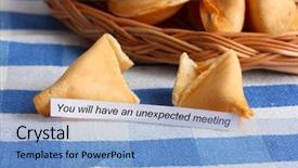  Presentation with fortune teller - Audience pleasing slide deck consisting of fortune cookies on blue tablecloth backdrop and a light blue colored foreground