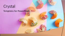  Presentation with fortune cookie - Cool new presentation with fortune cookies on color background backdrop and a lavender colored foreground