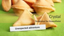  Presentation with fortune teller - PPT theme having fortune cookies on green tablecloth background and a yellow colored foreground