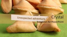  Presentation with fortune cookie - PPT theme with fortune cookies on green tablecloth background and a yellow colored foreground