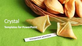  Presentation with fortune teller - PPT layouts having fortune cookies on green tablecloth background and a tawny brown colored foreground