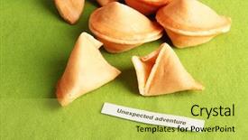  Presentation with tablecloth - Presentation theme consisting of fortune cookies on green tablecloth background and a yellow colored foreground