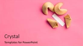  Presentation with cookie - Audience pleasing PPT layouts consisting of fortune cookies on pink background backdrop and a light gray colored foreground