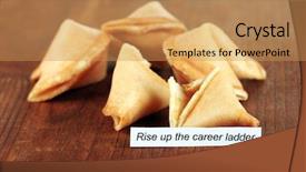  Presentation with fortune cookie game - Cool new slide deck with fortune cookies on wooden table backdrop and a coral colored foreground