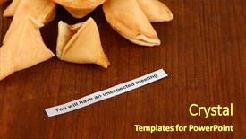  Presentation with fortune cookie game - PPT theme consisting of fortune cookies on wooden table background and a  colored foreground