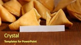  Presentation with fortune cookie - Colorful slide set enhanced with fortune cookies on wooden table backdrop and a tawny brown colored foreground