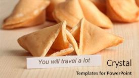  Presentation with fortune cookie game - Amazing presentation theme having fortune cookies on wooden table backdrop and a lemonade colored foreground