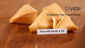  Presentation with cookies - Colorful slide set enhanced with fortune cookies on wooden table backdrop and a  colored foreground