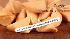  Presentation with fortune teller - Colorful slide set enhanced with fortune cookies on wooden table backdrop and a  colored foreground