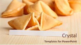  Presentation with cookies - Presentation with fortune cookies on wooden table background and a  colored foreground