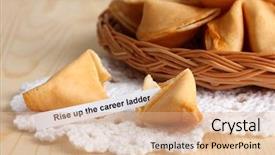  Presentation with fortune cookie game - Amazing presentation having fortune cookies on wooden table backdrop and a  colored foreground