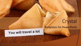  Presentation with cookies - PPT layouts featuring fortune cookies on wooden table background and a  colored foreground