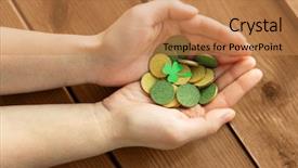  Presentation with holding hands - Theme enhanced with day concept - hands holding golden background and a coral colored foreground