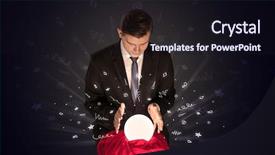  Presentation with magic ball - Presentation design consisting of fortune teller - gorgeous businessman looking to inspiration background and a wine colored foreground