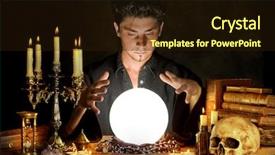  Presentation with crystal ball - Presentation with waterfall sarika national park nakon-nayok thailand background and a gray colored foreground